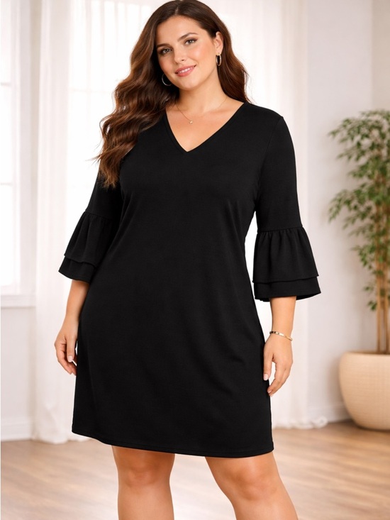 sugar poisin Dresses & Skirts - Sugar Poison Black V-Neck Dress with Ruffle Sleeves
